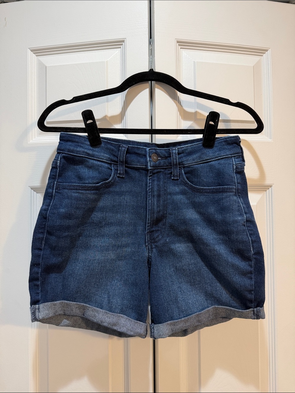 Old Navy Dark High Rise Blue Denim Roll-Cuff Women's Shorts Wow Sz 4